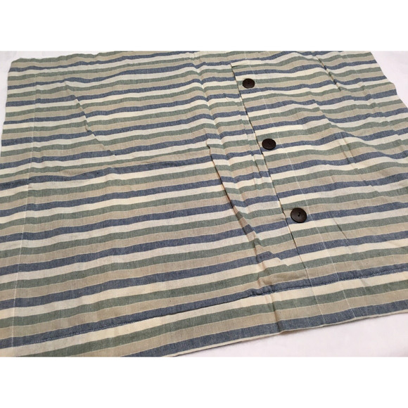 Park B Smith Blue Green Cream Block Plaid Std Shams (2) Linen-Look Cotton - Picture 4 of 10